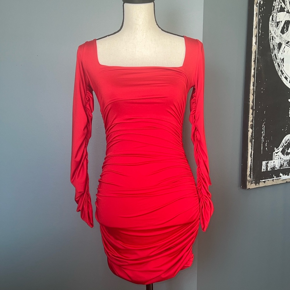Red mini dress